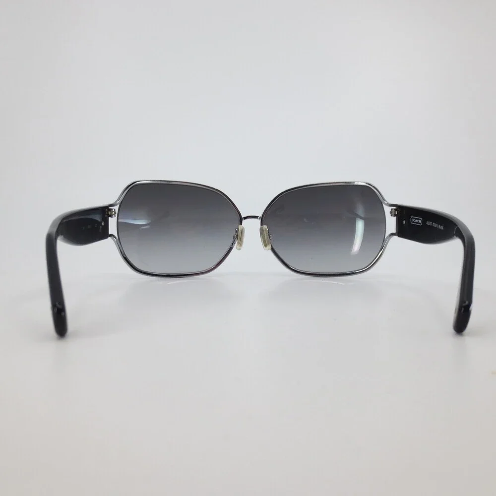 Coach Alexis S562 Black Oversized Butterfly Sunglasses Silver Logo 63-12-120 - Picture 3 of 7